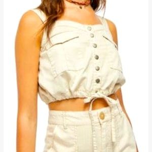 Tan denim Crop Top